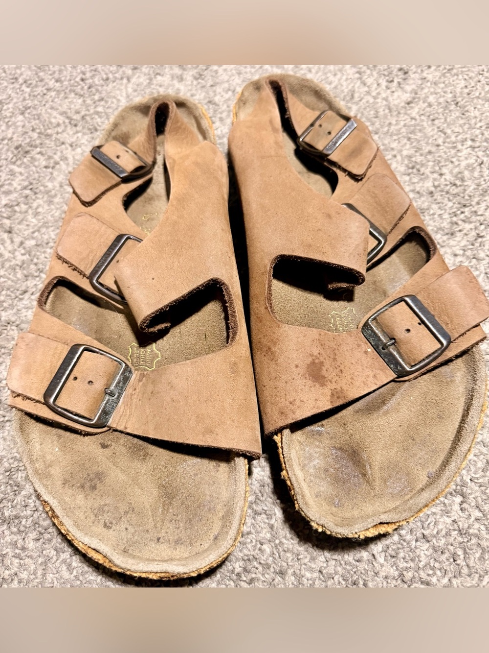 Birkenstock Tan Suede Two-Strap Men's Sandals with Buckles